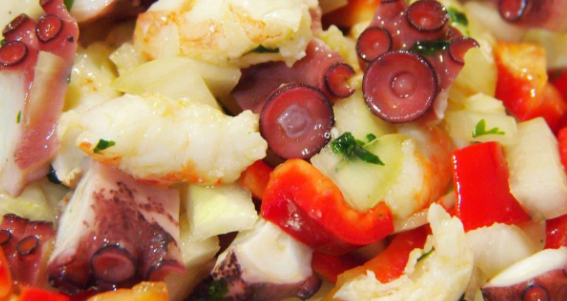 Salpicón, pulpo con patatas